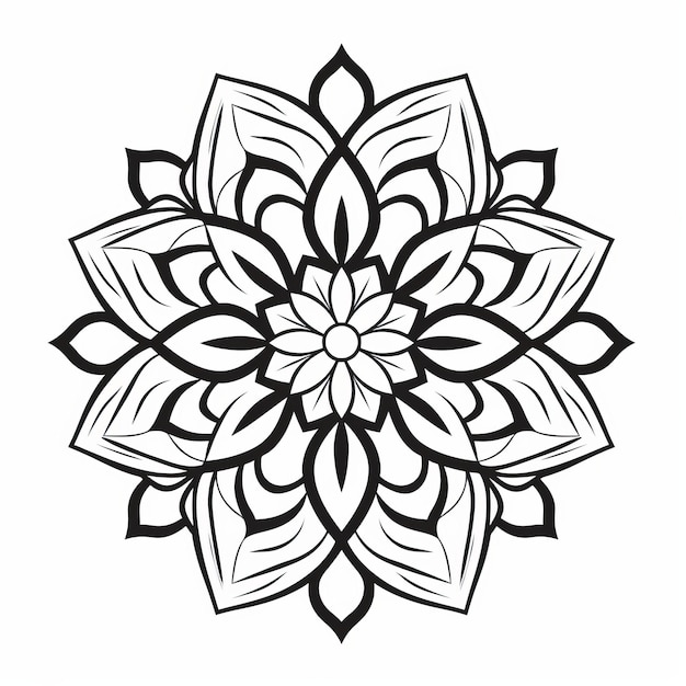 Design di fiori in bianco e nero con geometria di lusso per stampa gratuita