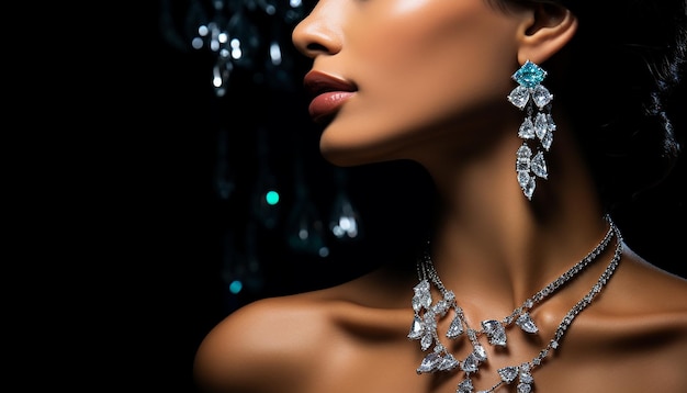 Design di gioielli di lusso e costosi Fotografia macro professionale su sfondo nero