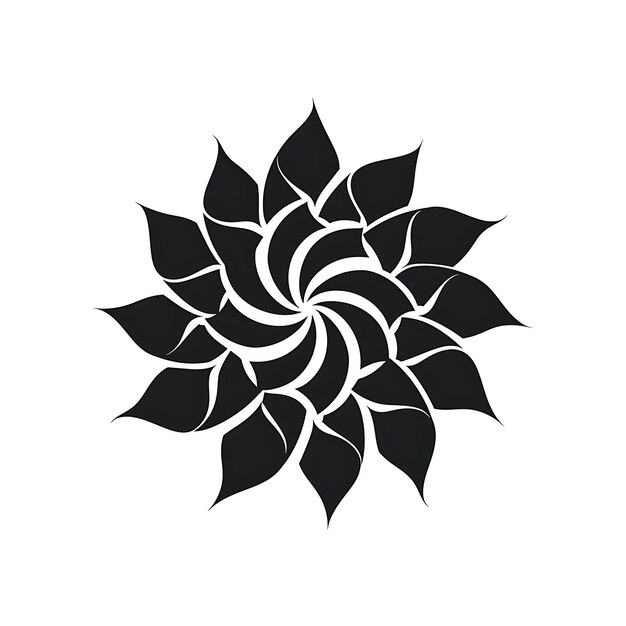 Design di logo di fiore con forma a spirale decorato con petali e foglie Creative Simple Minimal Art