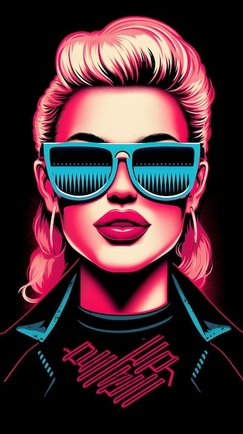 design di lusso modello femminile risograph neon synthwave