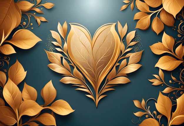 Design di lusso per partecipazioni di nozze vettoriali Premium con foglie dorate