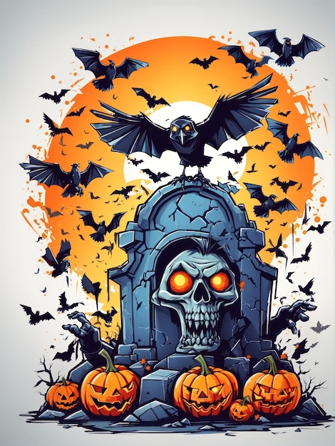 Design di maglietta con tema horror di Halloween