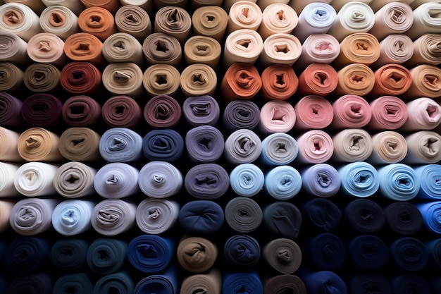 Design di negozi di cotone, negozi colorati, materiali, abbigliamento, mercato dei tessuti tessili