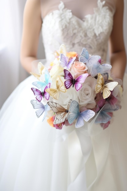 design di nozze alla moda elegante bouquet da sposa con farfalle