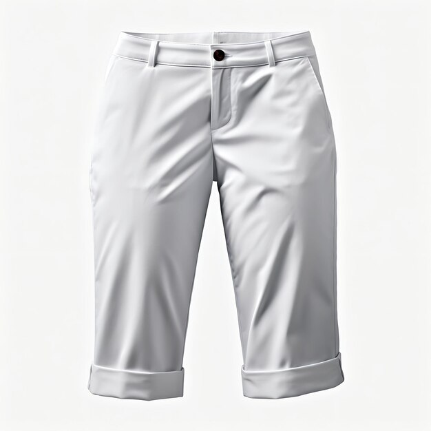 Design di pantaloni Capri Cotton o Linen Cropped Form Design Style per Wo Isolato su Bianco BG Blank.