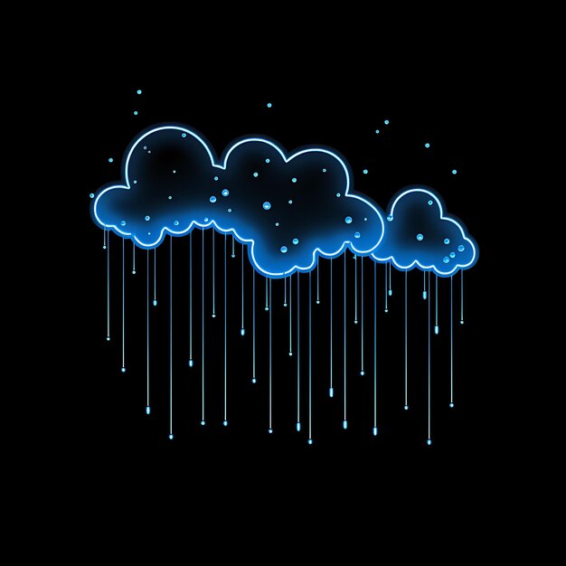 Design di Raindrop Calm Blue Dotted Neon Lines Decorazioni per nuvole Strai Clipart Tshirt Design Glow.