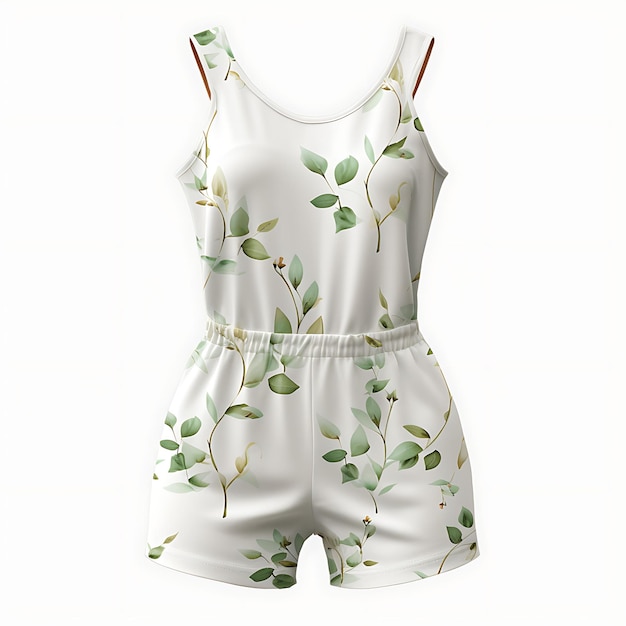 Design di Romper Cotton Stile di design giocoso per donne giovani adulti Fi isolato su bianco BG Blank.