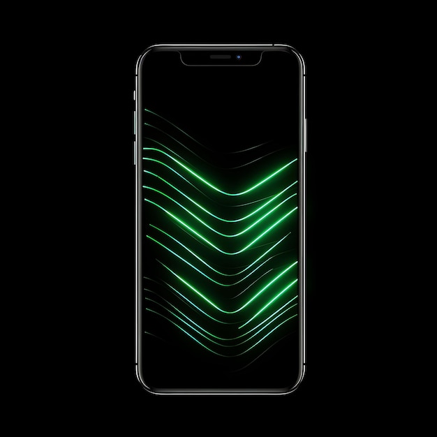 Design di smartphone Techno Green Zigzag Neon Lines App Icon Decoratio Clipart Tshirt Design Glow