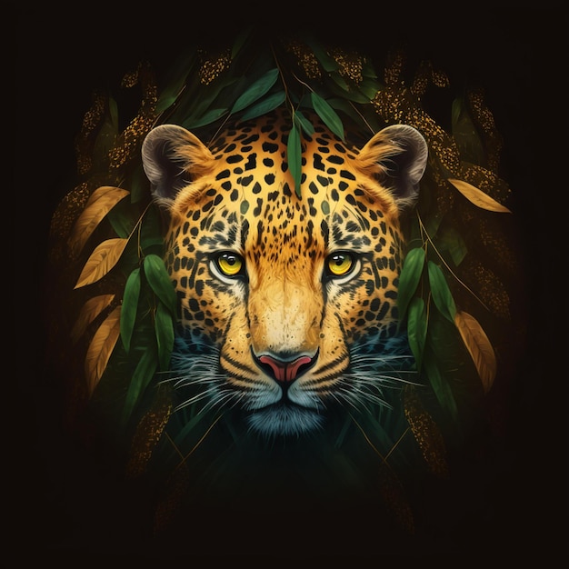 design digitale del giaguaro che guarda l'obbiettivo