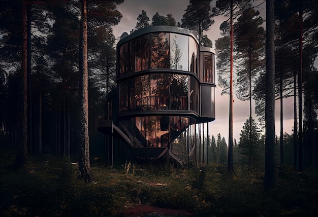 Design ecologico unico della casa sull'albero