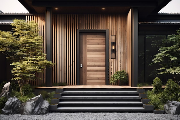 Design esterno della casa 3d con stile giapponese