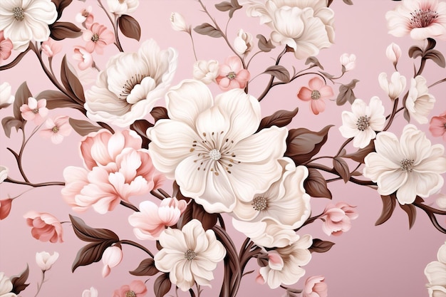 Design fiore decorativo arte modello fiore rosa fiore floreale carta da parati senza cuciture primavera vintage