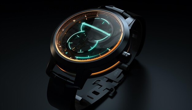 design futuristico dell'orologio quantistico Rendering realistico 3d creativo