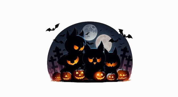 design illustrazione notte di Halloween sfondo bianco