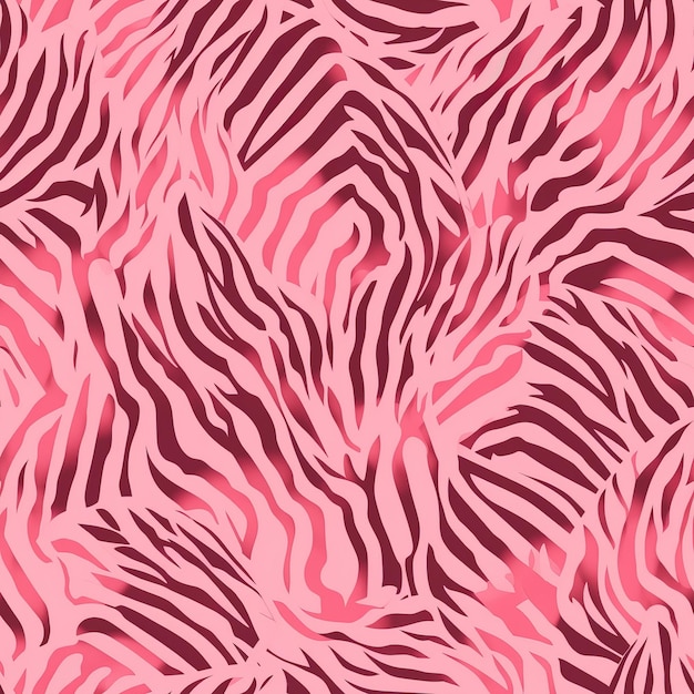 Design in tessuto di pelliccia di tigre rosa senza cuciture con trame a strisce e motivi animali come strisce di tigre e generazione di Zebra AI