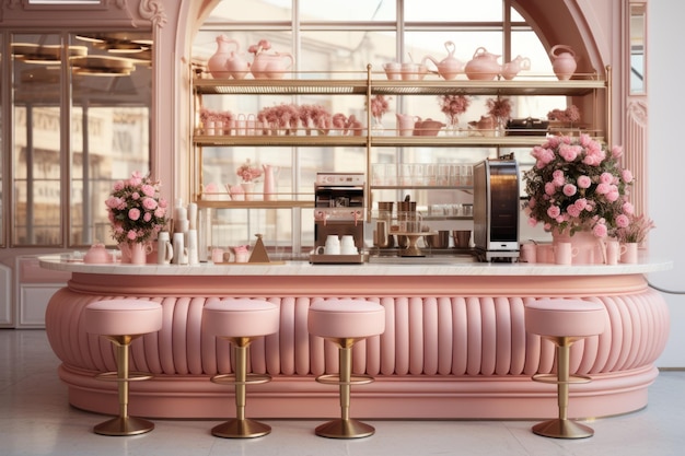 Design interno del bar panetteria rosa