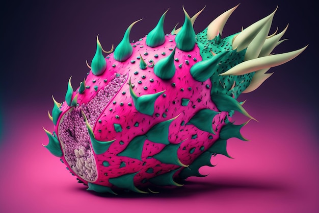 Design inventivo basato su dragonfruit Posare la nozione piatta dell'idea di livello macro alimentare