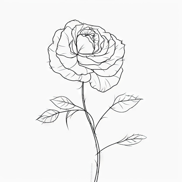 Design lineare nero minimalista di fiore di rosa in stile di disegno artistico a linea continua