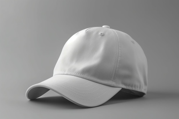 Design minimalista White Cap Mockup su sfondo grigio chiaro