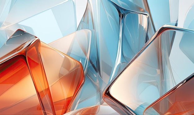 Design moderno con morfismo del vetro con strutture in vetro blu e arancione Creato con strumenti di intelligenza artificiale generativa