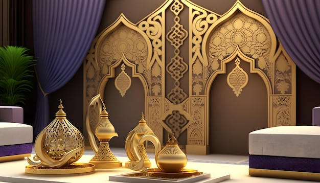 Design moderno degli interni della decorazione dell'evento Ramadan