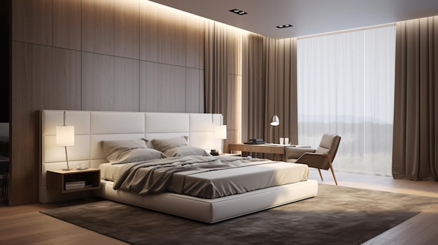 Design moderno della camera da letto 3d render