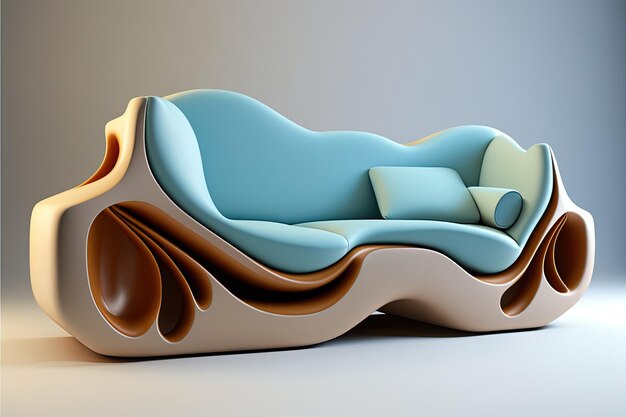 Design moderno e futuristico del divano con movimento di forme fluide