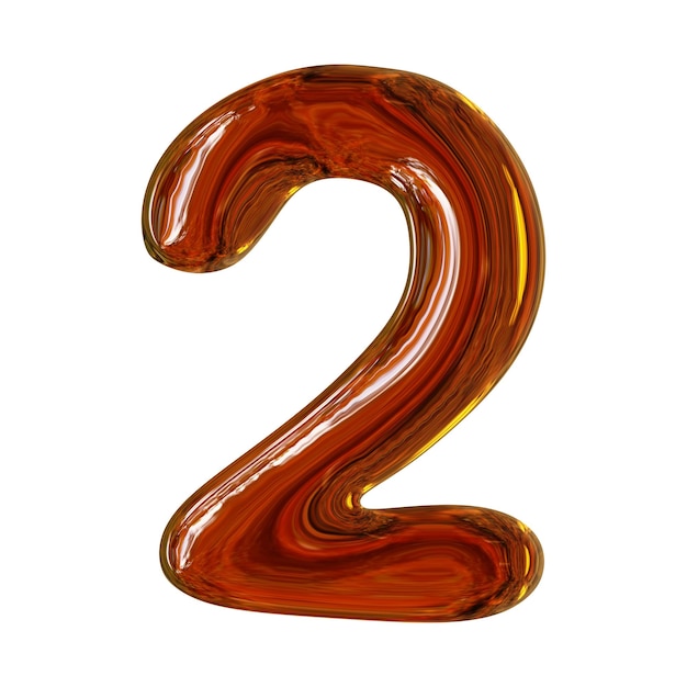 Design numero 2 in legno marrone in rendering 3d per il concetto di matematica e istruzione