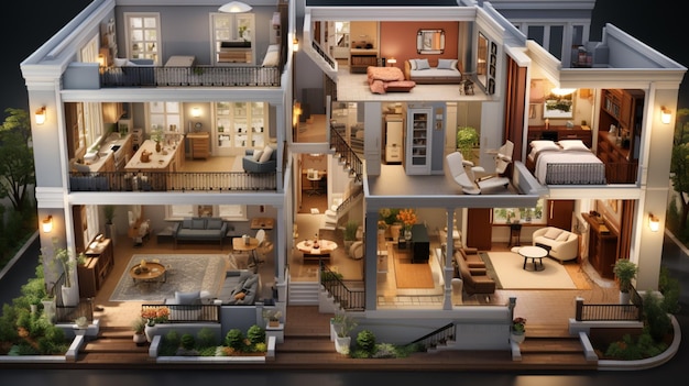 Design per tutte le stanze e i mobili con piani di casa isometrici IA generativa