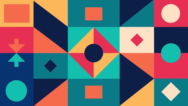 Design piatto arte digitale colorata con colori vivaci forme geometriche e modelli astratti