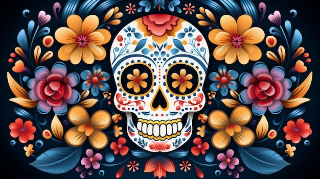 Design piatto di sfondo dia de muertos