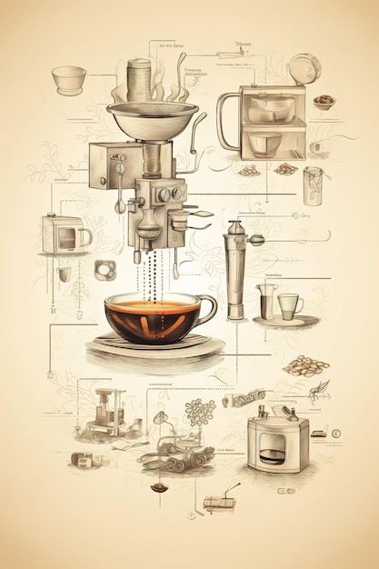 Design piatto illustrazione caffè