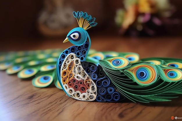 Design quilling di carta pavone