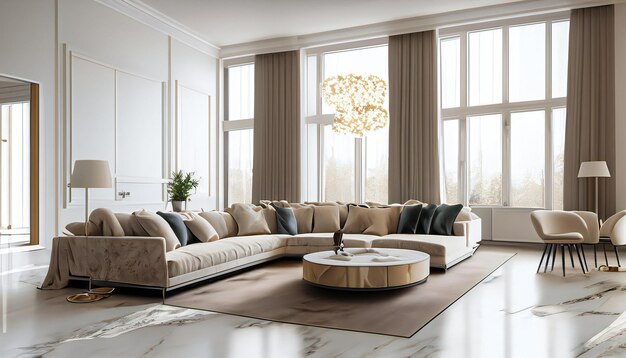 design semplice e pulito del soggiorno interno