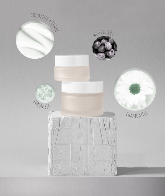 Design sostenibile del collage di ingredienti naturali per la cura della pelle