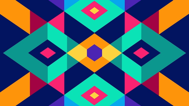 Design sperimentale arte digitale colorata con colori vivaci forme geometriche e patt astratto
