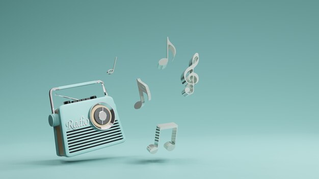 Design vintage radio, rendering 3d