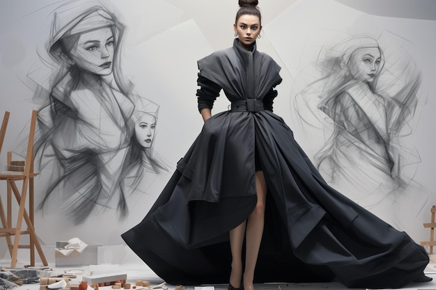 Designer di moda che illustra i complessi e generativi ai
