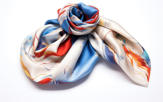 Designer Silk Scarf vista su sfondo bianco