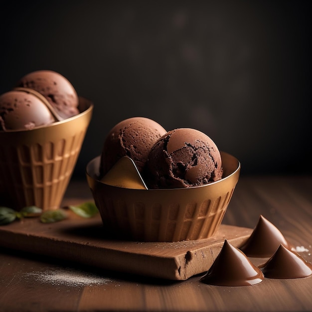 Dessert con ciotola di gelato