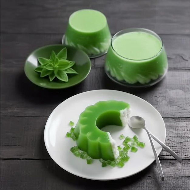 Dessert Del Budino Di Puding Pandan Cendol Dall'Indonesia