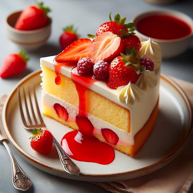 Dessert torta alla vaniglia con fragole