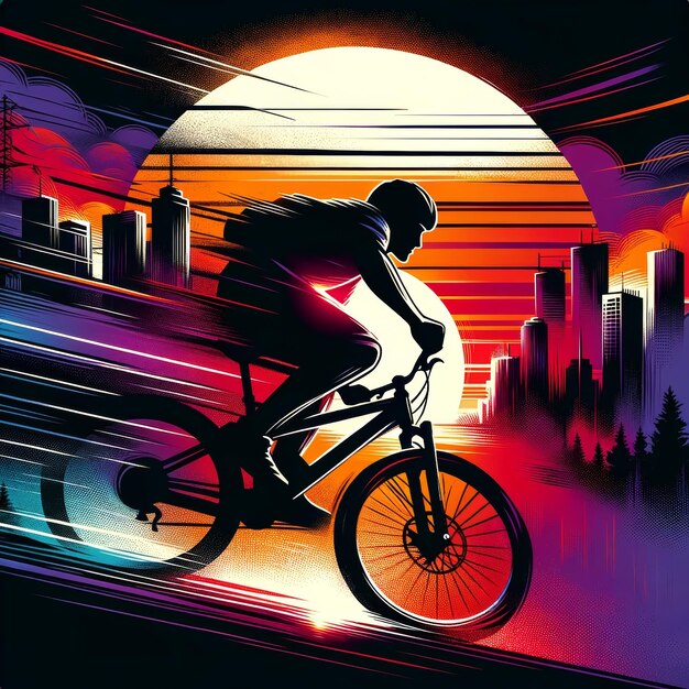 Determinazione della bicicletta urbana al tramonto