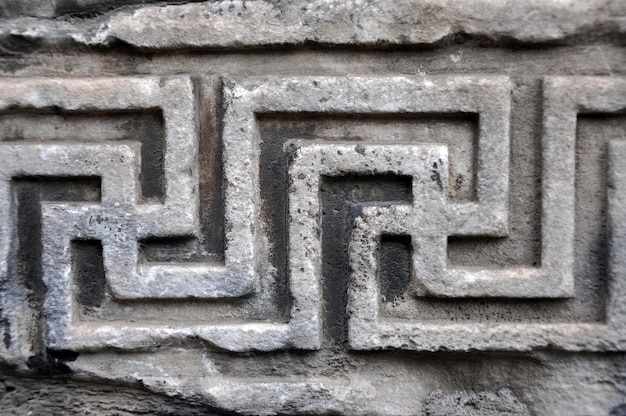 Dettagli architettonici romani antichi Pietra scolpita Motiv bizantino da vicino