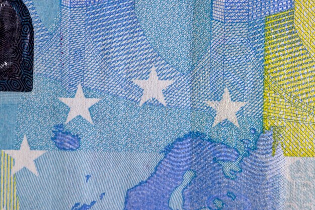 Dettagli di contanti venti euro dell'Unione Europea