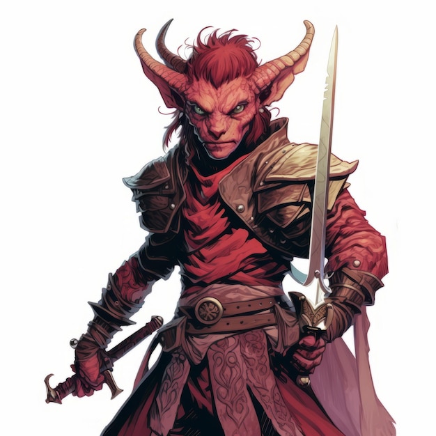 Dettagli di Tiefling Demon Fighter Dnd Comic Book Art