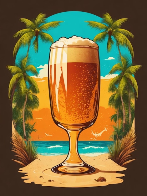 Dettagli molto dettagliati del design della maglietta di bicchiere di birra