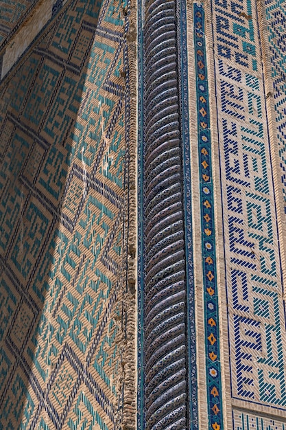 Dettagli ravvicinati della moschea BibiKhanym a Samarkand, in Uzbekistan