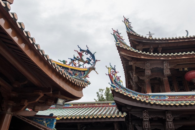 Dettagli scolpiti sul tempio di South Putuo o Nanputuo a Xiamen