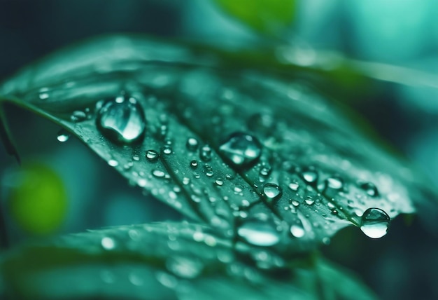 dettagliate Grandi gocce d'acqua riflettono l'ambiente Fotografia di primavera della natura gocce di pioggia su piante derta
